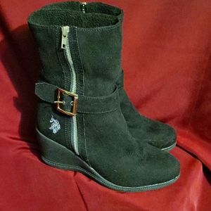 Black Wedge boots size 8